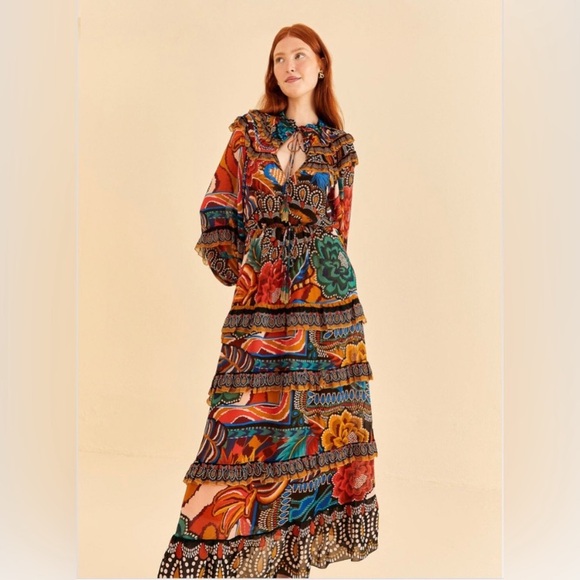 New FARM Rio Multicolor Fall Mix Maxi Dress - www.joarbit.com